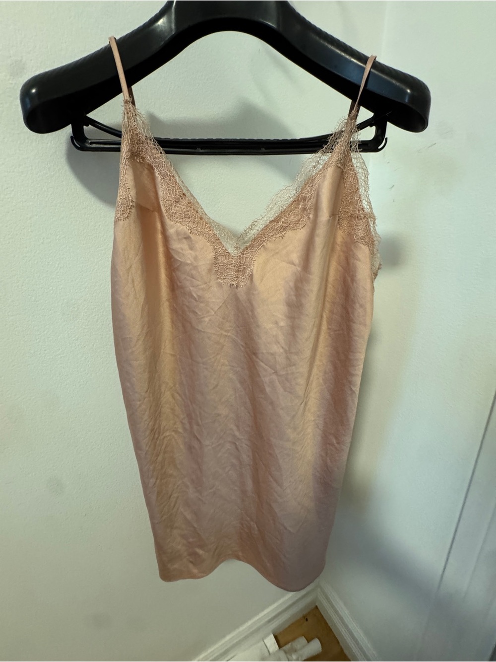 Silk-Look Lace Trim Slip Dress - Blush Pink Victoria secret